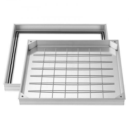 

VEVOR Chiusino Pedonabile con Telaio 600 x 600 mm, Chiusino Carrabile con Telaio da Incasso per Canale di Drenaggio in Acciaio al Carbonio Superficie Antiscivolo per Marciapiedi Giardini Cortili