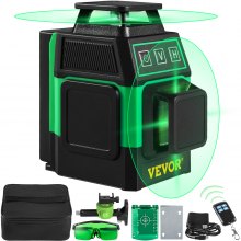 VEVOR Livella Laser Verde 2 Linee Incrociate in ABS a 360° con Modalità Manuale
