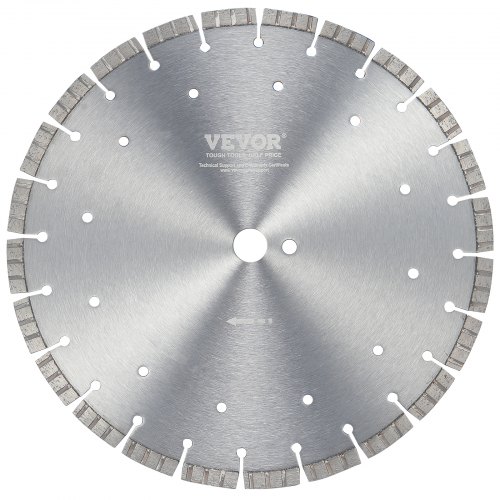 

VEVOR Lama per troncatrice diamantata, Lama per calcestruzzo 300 mm per lavori a secco o a umido, Lama a segmenti diamantati con denti ondulati 12 mm, Diametro foro centrale universale 25,4 mm