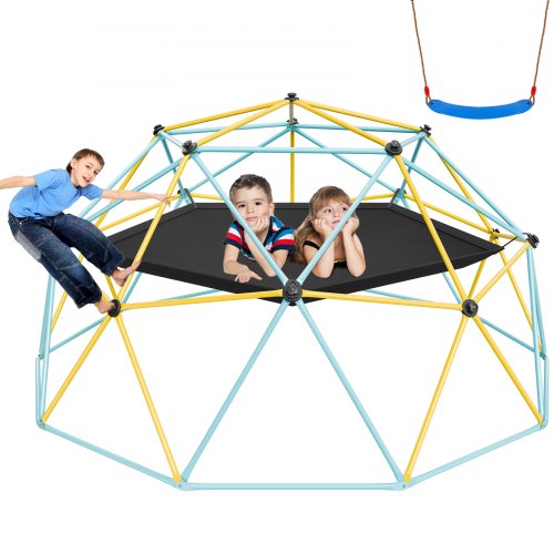 

VEVOR Cupola da Arrampicata Geometrica per Bambini da 3 a 10 Anni, Cupola d'Arrampicata 305 cm con Amaca e Altalena, Portata 340 kg, con Maniglia da Arrampicata, Parco Giochi per Interno Esterno