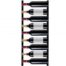 VEVOR GBZJ-F9 Portabottiglie di Vino da Parete, 900 x 150 x 25 mm Scaffale Portabottiglie a Parete in Acciaio Q235, Scaffale Portabottiglie di Vino da 9 Bottiglie, 2,3 kg Porta Vino da Parete di Nero