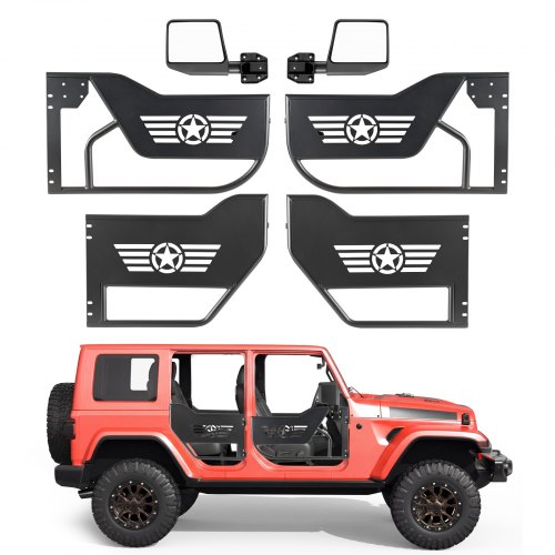 

VEVOR Porte Tubolari Off-Road per Jeep 4 Porte Tubolari da Caccia con Specchi Laterali, Compatibili con Jeep Wrangler JL/JLU e Gladiator JT 4XE 2018-2026, in Acciaio Durevole per Lavori all'Aperto