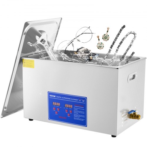 

VEVOR Pulitore ad Ultrasuoni 30L Lavatrice ad Ultrasuoni in Acciaio Inossidabile Multifunzione con Timer Digitale di Riscaldamento per Occhiali Orologi Gioielli Laboratorio