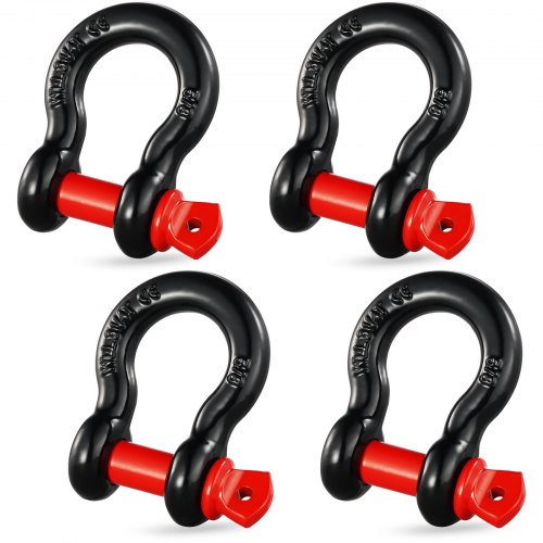 

VEVOR Grillo Anello a D 16 mm, 4 Pezzi Grilli in Acciaio Legato 13 T Resistenza alla Rottura con Perno a Vite da 19 mm, Isolatori Rondelle, Grillo per Recupero Veicoli Fuoristrada per Jeep, Nero