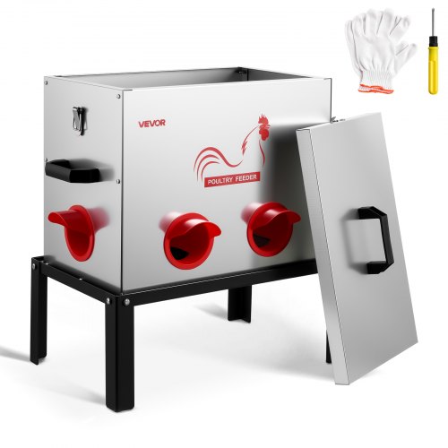 

VEVOR Distributore per Pollame Galline Capacità 22,68 kg, 6 Porte di Alimentazione, Senza Sprechi Gravità Automatica, con Altezza Regolabile e Coperchio di Bloccaggio, Struttura in Metallo