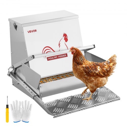 

VEVOR Mangiatoia Automatica per Polli, Capacità di 18,14 kg, Mangiatoia per Pollame a Pedale Antipioggia con Coperchio Bloccabile, Senza Sprechi, Struttura in Acciaio Zincato, per Galline Nane