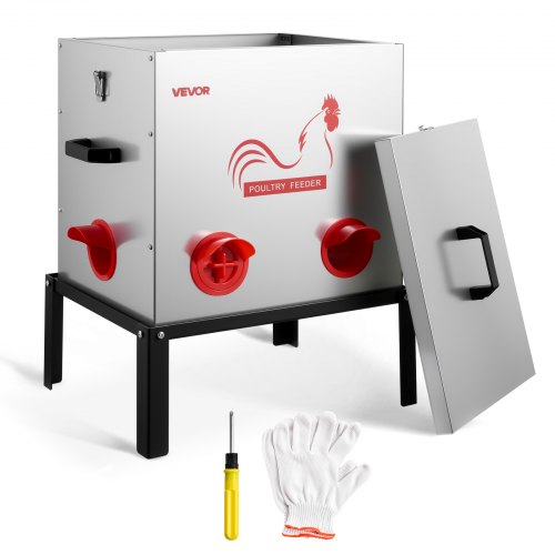 

VEVOR Distributore per Pollame Galline Capacità 22,68 kg, 6 Porte di Alimentazione, Senza Sprechi Gravità Automatica, con Altezza Regolabile e Coperchio di Bloccaggio, Struttura in Metallo