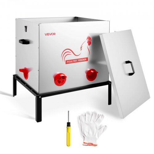 

VEVOR Distributore per Pollame Galline Capacità 38,56 kg, 6 Porte di Alimentazione, Senza Sprechi Gravità Automatica, con Altezza Regolabile e Coperchio di Bloccaggio, Struttura in Metallo