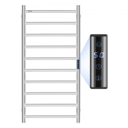 

VEVOR Scaldasalviette da Parete per Bagno, Portasciugamani Riscaldato 10 Barre, Scaldasalviette Impermeabile con Timer e Display LED, 5 Livelli di Temperatura Regolabili, Montaggio a Parete