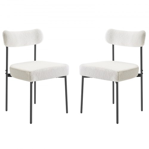

VEVOR Sedie in Stile Moderno di Metà Secolo Sherpa 545 x 500 x 795 mm Sedia Laterale Imbottita per Tavolo da Pranzo con Schienale Curvo e Gambe in Metallo Nero, 2 Pezzi, Seduta Comoda, Bianco