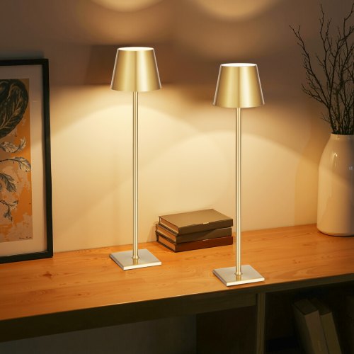 

VEVOR Lampada da Tavolo Senza Fili 2 Pezzi con Paralume Rimovibile Batteria Ricaricabile Integrata 5200 mAh, Lampada da Scrivania 3 Altezze Regolabili per Ristorante, Bar, Osteria, Oro
