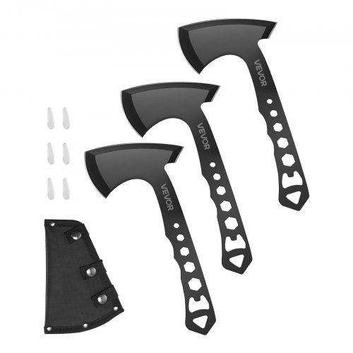 

VEVOR Set di Asce per Lancio dell'Ascia Testa Singola 3 Pezzi in Acciaio Inox 260x125x4 mm con Fodero Protettivo in Nylon Nero, Ideale per Gioco di Lancio dell'Ascia per Feste Eventi