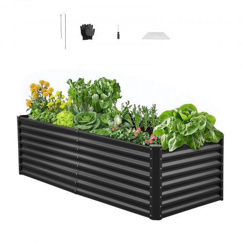 

VEVOR Aiuola Rialzata in Metallo Fioriera da Giardino Zincata 1800 x 900 x 600 mm Design a Fondo Aperto, Ampia Aiuola Rialzata per la Coltivazione di Ortaggi, Fiori, Erbe Aromatiche, Grigio Scuro