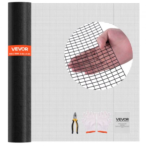 

VEVOR Rotolo di Rete Metallica Zincata 1,52 x 30,4 m, Rivestita in Vinile Resistente alle Intemperie, Recinzione Saldata per Piante da Giardino Resistente per Gabbie per Conigli e Serpenti