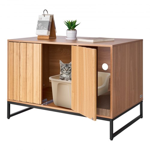 

VEVOR Mobile per Lettiera per Gatti, Mobiletto per Lettiera Nascosta da 80 cm con Tiragraffi e Contenitore, Tavolino Impermeabile per Toilette per Gatti, per Camera da Letto e Soggiorno