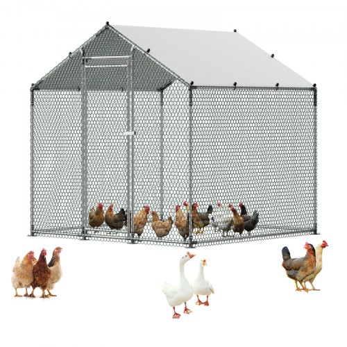

VEVOR Pollaio in Metallo 2 x 2 x 2 m Recinto Pollaio con Copertura con Tetto a Guglia Serratura di Sicurezza, Gabbia per Conigli Anatre all'Aperto Pollame per Cortile, Fattoria, Cortile