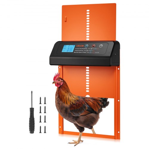 

VEVOR Porta Automatica per Pollaio, Alimentata a Batteria con Timer e Impostazione Manuale, Anti-Pizzicamento, Apriporta Automatico in Lega di Alluminio con Guarnizione Impermeabile, Arancione