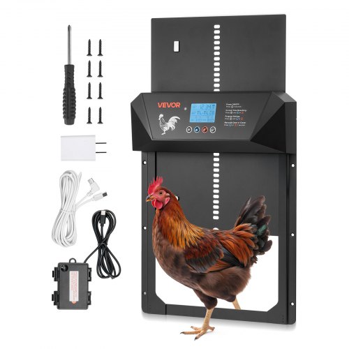 

VEVOR Porta Automatica per Pollaio, Porta per Pollaio Alimentata a Corrente Continua e a Batteria con Display LCD, Sensore di Luce, Timer, Sicurezza Anti-Pizzicamento, Lega di Alluminio