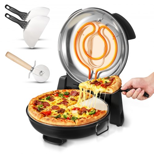 

VEVOR Forno Elettrico per Pizza da 30,48 cm, Cuoci Pizza Elettrico per la Casa 1200 W con Pietra in Cordierite, Temperatura a 5 Modalità, Finestra di Visualizzazione, Riscalda Fino a 420 °C, Nero
