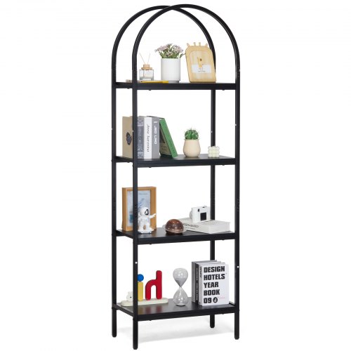 

VEVOR Libreria Rustica Scaffale in Metallo 4 Ripiani Forma ad Arco 1,8m Ufficio