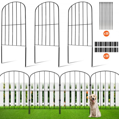 

VEVOR Recinzione da Giardino in Metallo 61x33 cm da 10 Barriera per Animali Domestici Senza Scavo 5,08 cm Spaziatura dei Picchi, Recinzione Decorativa in Metallo 10 Pezzi per Giardino Cortile Aiuola