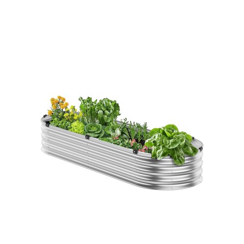 

VEVOR Letto Rialzato per Piante da Giardino in Metallo Fioriera Zincata per Esterni 1195 x 585 x 270 mm Fondo Aperto, Letto Rialzato Ovale per Giardinaggio di Verdure Fiori Erbe Aromatiche Piante
