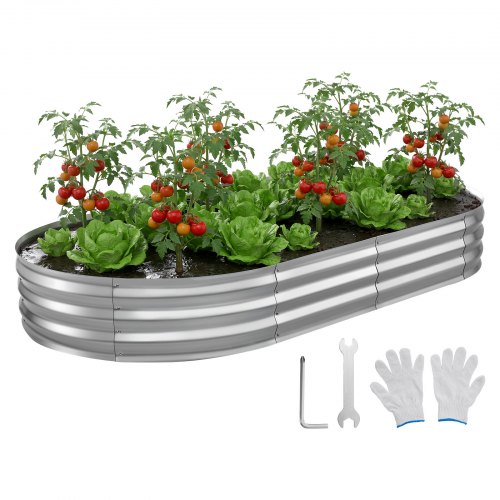 

VEVOR Letto Rialzato per Ortaggi da Giardino in Metallo 240x120x30 cm Forma Ovale, Letto da Giardino per Orto Rialzato Coltivazione Fiori Verdure Frutte Fondo Aperto Telaio in Alluminio Zincato