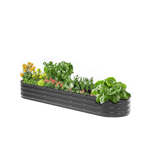 

VEVOR Letto da Giardino Rialzato in Metallo, Fioriera Zincata per Esterni, con Fondo Aperto, Letto Rialzato Ovale per Giardinaggio di Verdure, Fiori, Piante Grasse, Grigio Scuro 2390 x 600 x 270 mm