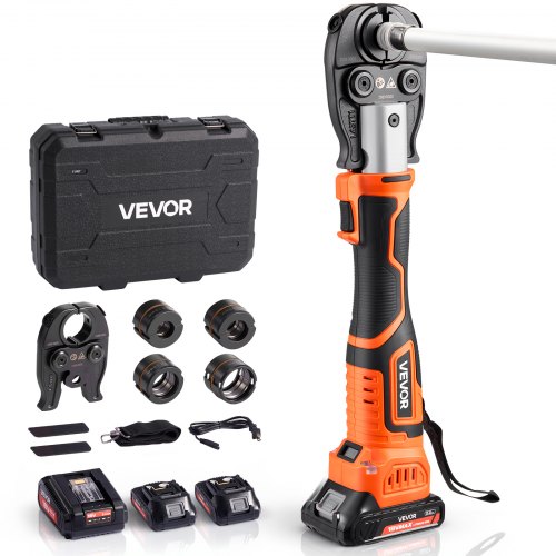 

VEVOR Pinza Crimpatrice con Capricorda, Pinza Crimpatrice Elettrica da 18 V per Tubi in PEX e Alluminio-Plastica, con Ganasce TH16 TH20 TH26 TH32, 2 Batterie da 2 AH, Caricabatterie Rapido