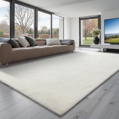 

VEVOR Tappeto Morbido per Interni in Peluche, Tappeto Morbido 2,44 x 3,05 m Tappetino Peloso per Soggiorno, Camera da Letto, Salotto, Arredamento Moderno non Tessuti, Antiscivolo, Bianco Avorio