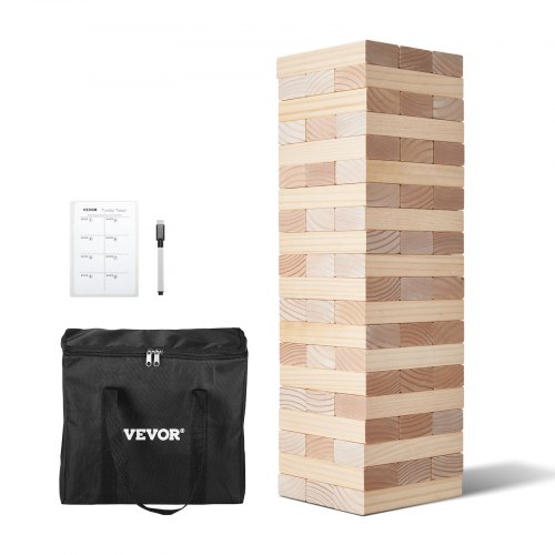

VEVOR Set Blocchi di Legno Gioco Impilabile in Legno Giocattolo di Bilanciamento Dimensioni Blocco Singolo 180x60x30 mm Blocchi in Legno 60 Pezzi Costruzione Giocattolo in Legno di Pino con Sacchetto