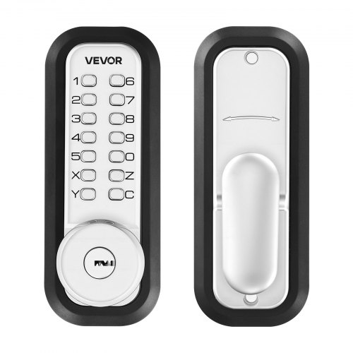 

VEVOR Serratura Meccanica con Tastiera Monofacciale Codice da 4-7 Cifre, Serratura per Porta Senza Chiavi Batteria Bloccaggio Automatico Pomello, Porta d'Ingresso, Garage, Ufficio, Colore Argento
