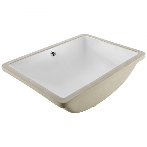

VEVOR Lavandino Sottopiano Lavabo per Bagno 515 x 385 mm, Lavello Rettangolare in Ceramica con Foro di Troppopieno, Lavabo da Bagno Sotto Banco di Lavoro, Moderno, Apertura Troppopieno 22mm, Bianco