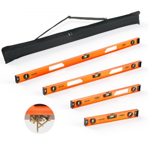 

VEVOR Set di Livelle Magnetiche, 4 Pezzi (400/600/900/1200 mm), Livella a Trave a I in Lega di Alluminio, 3 Fiale Verdi ad Alta Visibilità, Foro per Appendere, Alta Precisione per Lavori di Bricolage