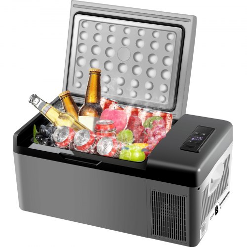 

VEVOR Frigoriferi Auto per Viaggi Picnic, 15 L Frigoriferi Portatile Elettrico, 45 W Mini Frigo Auto all'Aperto Campeggio, Grigio e Nero Frigo Freezer Elettrico Portatile da Campeggio in Plastica ABS