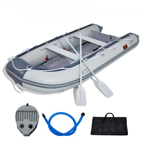 

VEVOR Gommone Tender Barca Sportiva per 6 Persone, con Pavimento in Legno Marino, Zattera Gonfiabile per Barca da Pesca da 1500 libbre, Remi in Alluminio, Pompa d'Aria