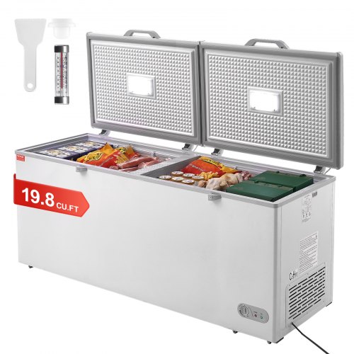 

VEVOR Congelatore a Pozzetto 561 L, Congelatore Grande Libera Installazione Doppia Porta Superiore, Temperatura Regolabile 7 Livelli, Illuminazione a LED 4 Cestelli Estraibili 6 Ruote