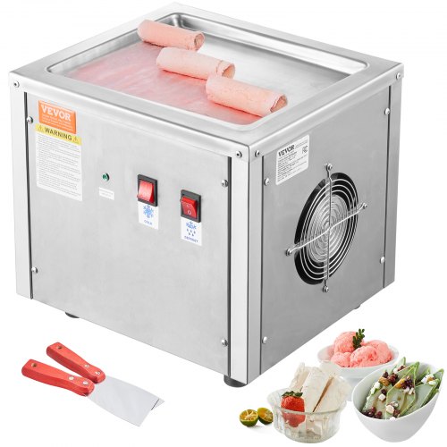 

VEVOR Macchina per Rotoli di Gelato Fritto, Vaschetta per Gelato da 28x24cm, Macchina per Gelato Arrotolato Tailandese in Acciaio Inox, per Gelato, Yogurt Congelato, Specialità Dolci Fatto in Casa