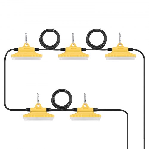 

VEVOR Catena Luminosa da Cantiere 15,24 m 5 Lampadine LED 5000-5500 K 75 W 7500 lm Impermeabile IP65 con Ganci per Appendere, da Cantiere, Catena per Illuminazione Temporanea Interni Esterni