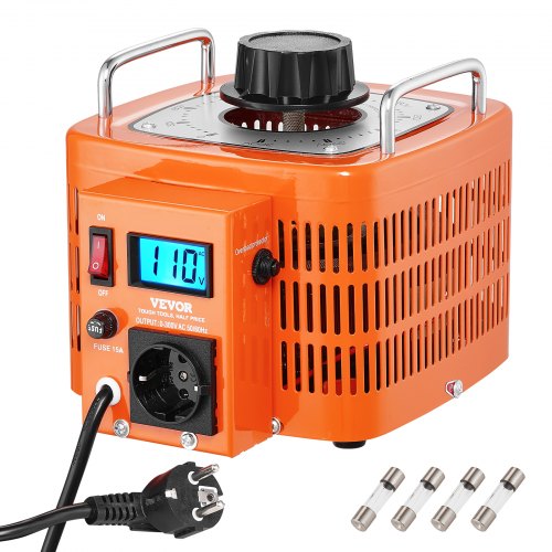 

VEVOR Trasformatore di Tensione 3000VA, 10A, Ingresso 230V, Uscita 0-300V, Regolatore di Tensione AC LCD 4 Fusibili, Interruttore di Controllo Termico per Ufficio Industriale Domestico