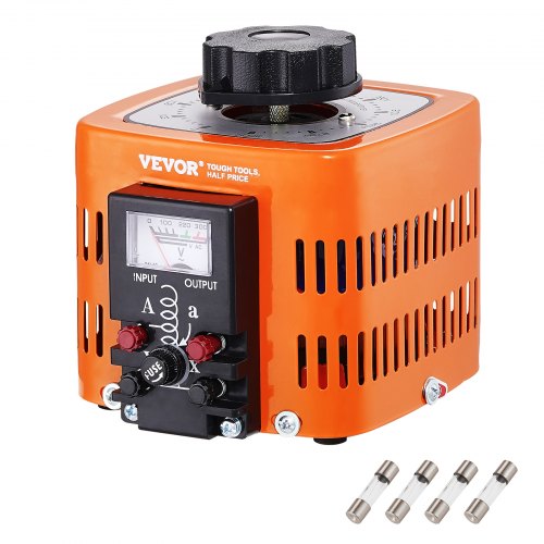 

VEVOR Trasformatore Tensione Variabile 500VA, 1.7A, Ingresso 230V, Uscita 0-300V, Regolatore di Tensione AC 4 Fusibili, Interruttore di Controllo Termico Ufficio Industriale Domestico