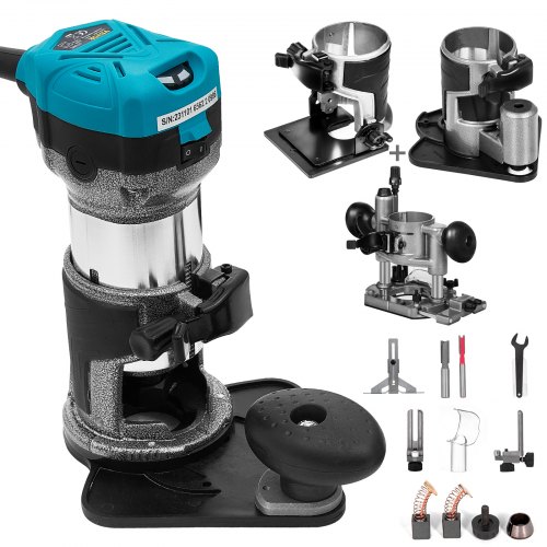 

VEVOR fresatrice per legno Kit Compatto Coppia Massima 1.25HP 30.000 giri/min a Velocità Variabile con Maniglie per la Lavorazione del Legno e Mobili