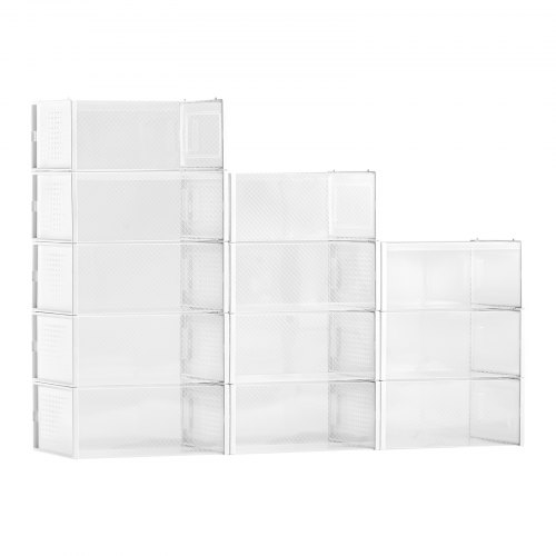

VEVOR Scatole Porta Scarpe, Adatte Fino alla Taglia 11 USA, 12 Scatole Porta Scarpe Impilabili, Contenitori Modulari in Plastica Salvaspazio per Riporre Stivali e Cappelli, Cornice Bianca
