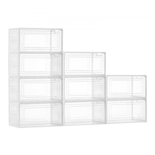 

VEVOR Scatole Porta Scarpe, Adatte Fino alla Taglia 13 USA, 9 Scatole Porta Scarpe Trasparenti Impilabili con Porta Magnetica, Contenitori in Plastica per Stivali e Cappelli, Bianco Trasparente