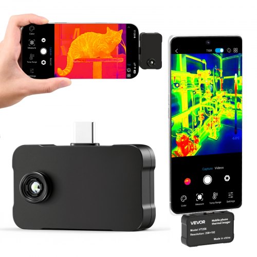 

VEVOR Telecamera Termografica per Android e IOS, Risoluzione IR 256 x 192, Telecamera a Infrarossi Tascabile per Smartphone, Super Risoluzione 512 × 384, 25 Hz, -20 °C a 550 °C, 6 Tavolozze di Colori