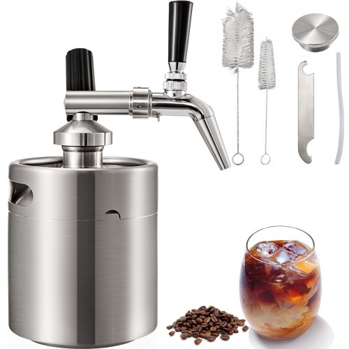 

VEVOR Caffettiera in Acciaio Inossidabile per Caffè Tè Freddo Capacità 2L con Rubinetto, Caffettiera Portatile in Acciaio Inox 2L per Preparazione di Caffè e Tè Freddo Bevande Cold Brew Uso Domestico