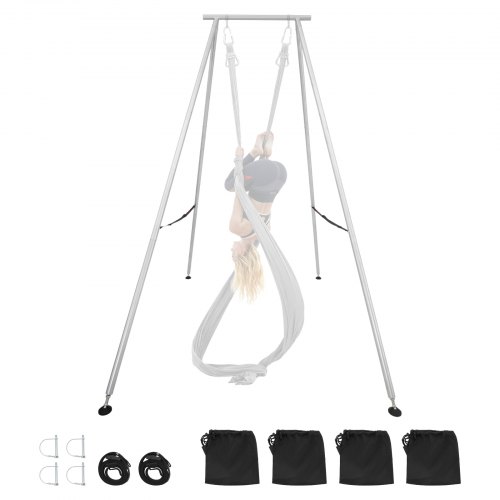 

VEVOR Supporto per Altalena Yoga Altezza di 291 cm con Capacità di Carico Massima di 250 kg, Struttura Triangolare, Corda Aerea e Base Antiscivolo; Supporto per Amaca Multifunzionale, Solo Telaio