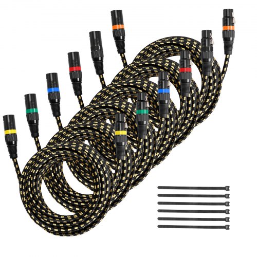 

VEVOR Cavo Audio Cannon XLR da 7,62 m, 6 Pezzi, Cavi per Microfono DMX Bilanciati Schermati da Maschio a Femmina, Cavi a 3 Pin Placcati in Oro, per Illuminazione da Palco, Sistemi di Altoparlanti