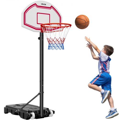 

VEVOR Canestro da Basket da Esterno con Piedistallo Regolabile in Altezza Fino a 2,1 m con Ruote e Tabellone in PC da 711,2 mm, Set di Tabelloni, Sistema di Canestro da Basket per Cortili, Piscine