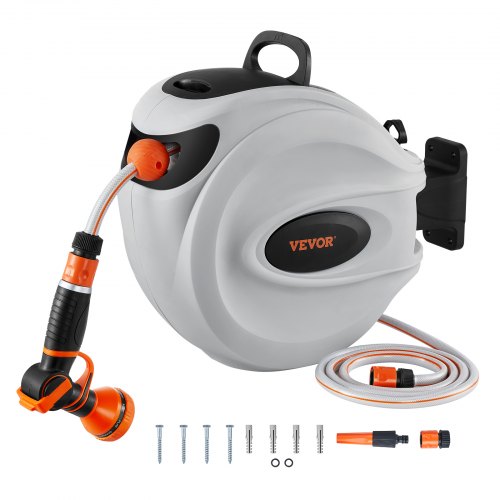 

VEVOR Avvolgitubo Automatico per l'Irrigazione Lunghezza Bloccabile 20m Diametro Tubo 12mm, Rullo Avvolgitubo Automatico Retrattile Fissaggio a Parete Girevole 180° da Giardino Orto Pulizia Domestica